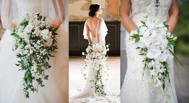 Hoa cưới cầm tay phù hợp với váy cưới đuôi cá